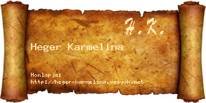 Heger Karmelina névjegykártya